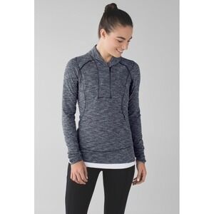 Lululemon 6 Think Fast PulloverHTR‎ Black Thumbholes W3H67S